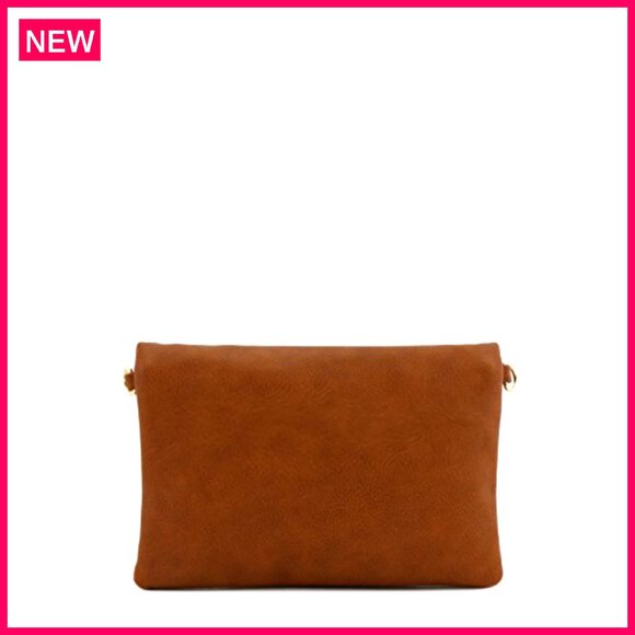 Faux Leather Clutch Crossbody Bag with Detachable Chain Strap, 9x6 Inches